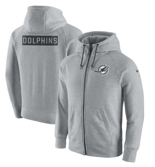 Miami Dolphins Nike Gridiron Gray 2.0 Full Zip Hoodie Ash Miami Dolphins Nike Gridiron Gray 2.0 Full Zip Hoodie Ash