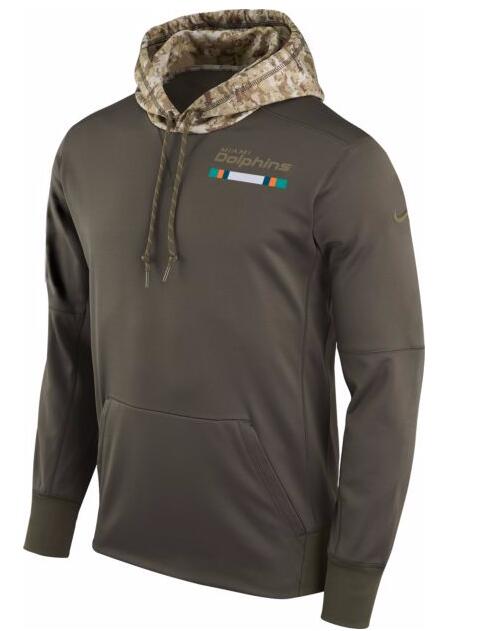 Miami Dolphins Nike Salute To Service Sideline Therma Pullover Hoodie Olive Miami Dolphins Nike Salute To Service Sideline Therma Pullover Hoodie Olive