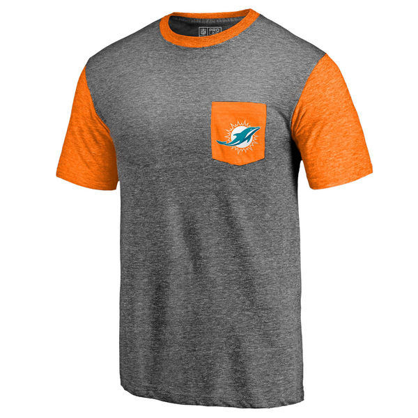 Miami Dolphins Pro Line By Fanatics Branded Heathered Gray Orange Refresh Pocket T-Shirt Miami Dolphins Pro Line By Fanatics Branded Heathered Gray Orange Refresh Pocket T-Shirt