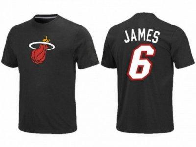 Miami Heat #6 LeBron James Name and Number T-Shirt - Black
