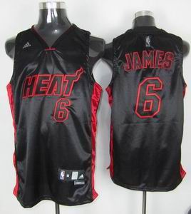 Miami Heat 6 LeBron James black Red&Black Number Jersey