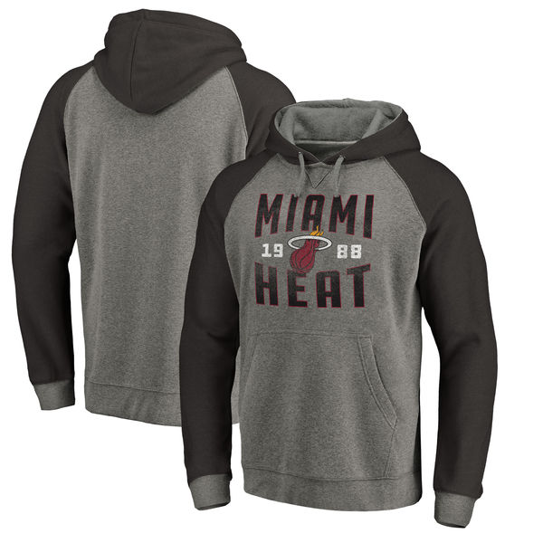 Miami Heat Fanatics Branded Ash Antique Stack Tri Blend Raglan Pullover Hoodie Miami Heat Fanatics Branded Ash Antique Stack Tri Blend Raglan Pullover Hoodie
