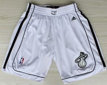 Miami Heat White Revolution 30 NBA Basketball Shorts Silver Logo