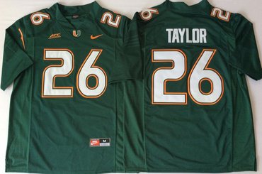 Miami Hurricanes 26 Sean Taylor Green Nike College Football Jersey