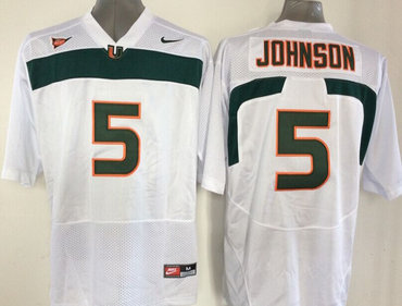 Miami Hurricanes Jersey NCAA jerseys #5 Johnson White jersey