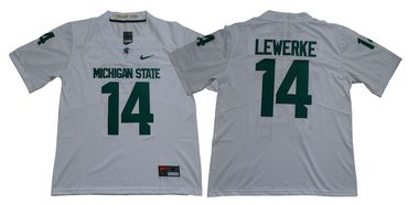 Michigan State Spartans 14 Brian Lewerke White Nike College Football Jersey