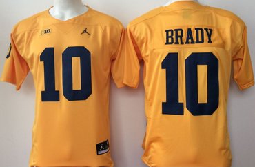 Michigan Wolverines 10 Tom Brady Gold College Football Jersey