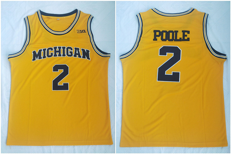 Michigan Wolverines 2 Jordan Poole Yellow College Football Jersey