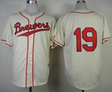 Milwaukee Brewers #19 Robin Yount Cream 1948 Turn Back The Clock Stitched Baseball Jersey