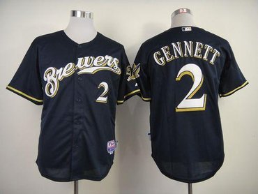 Milwaukee Brewers #2 Scooter Gennett Navy Blue Alternate Cool Base Stitched Jersey