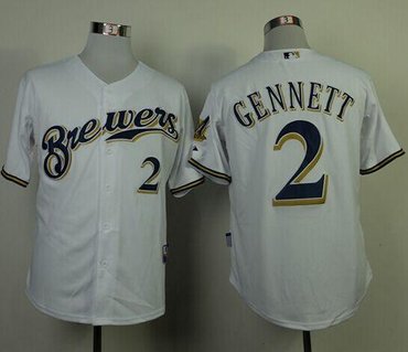 Milwaukee Brewers #2 Scooter Gennett White Cool Base Baseball Jersey