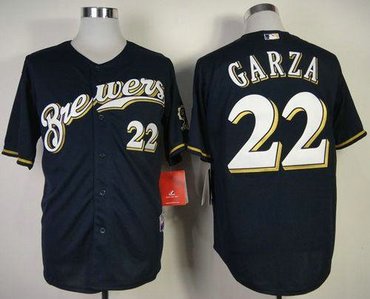 Milwaukee Brewers #22 Matt Garza Navy Blue Cool Base Baseball Jersey