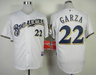 Milwaukee Brewers #22 Matt Garza White Cool Base Baseball Jersey