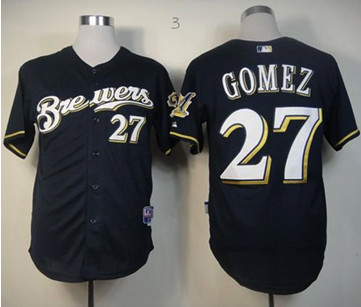Milwaukee Brewers #27 carlos Gomez Stitched Blue Cool Base Baseball Jersey