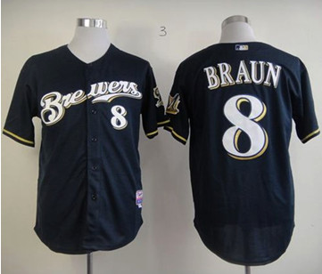 Milwaukee Brewers #8 Ryan Braun Stitched Blue Baseball Jersey