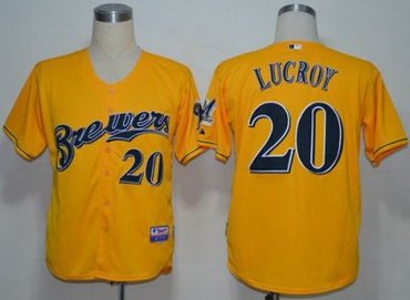 Milwaukee Brewers 20 Lucroy Yellow MLB Jerseys
