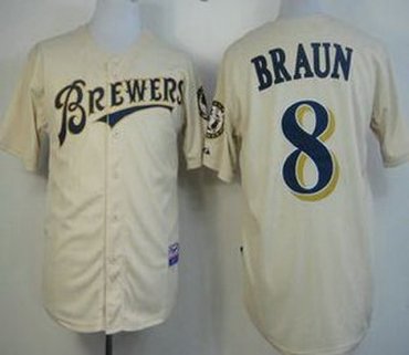 Milwaukee Brewers 8 Ryan Braun Cream MLB Jerseys