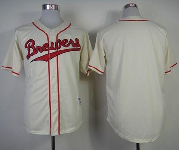 Milwaukee Brewers Blank Cream 1948 Turn Back The Clock Stitched Baseball Jersey