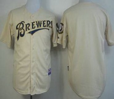 Milwaukee Brewers Blank Cream MLB Jerseys