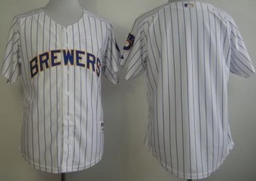 Milwaukee Brewers Blank White Blue Strip MLB Jerseys