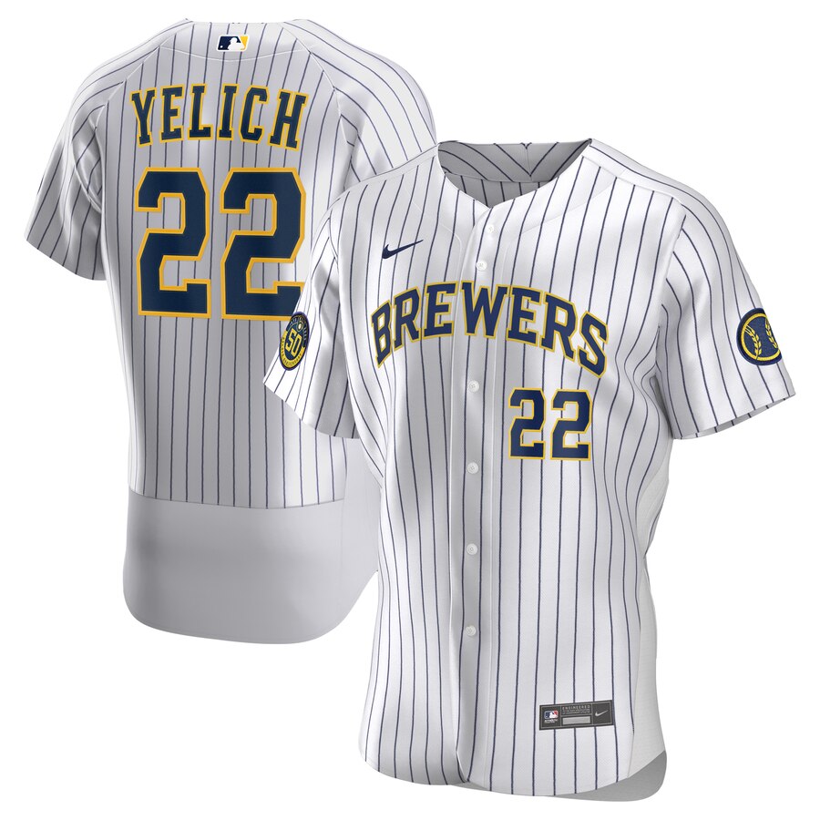 Milwaukee Brewers Christian Yelich Men's Nike White Home 2020 Authentic Player MLB Jersey