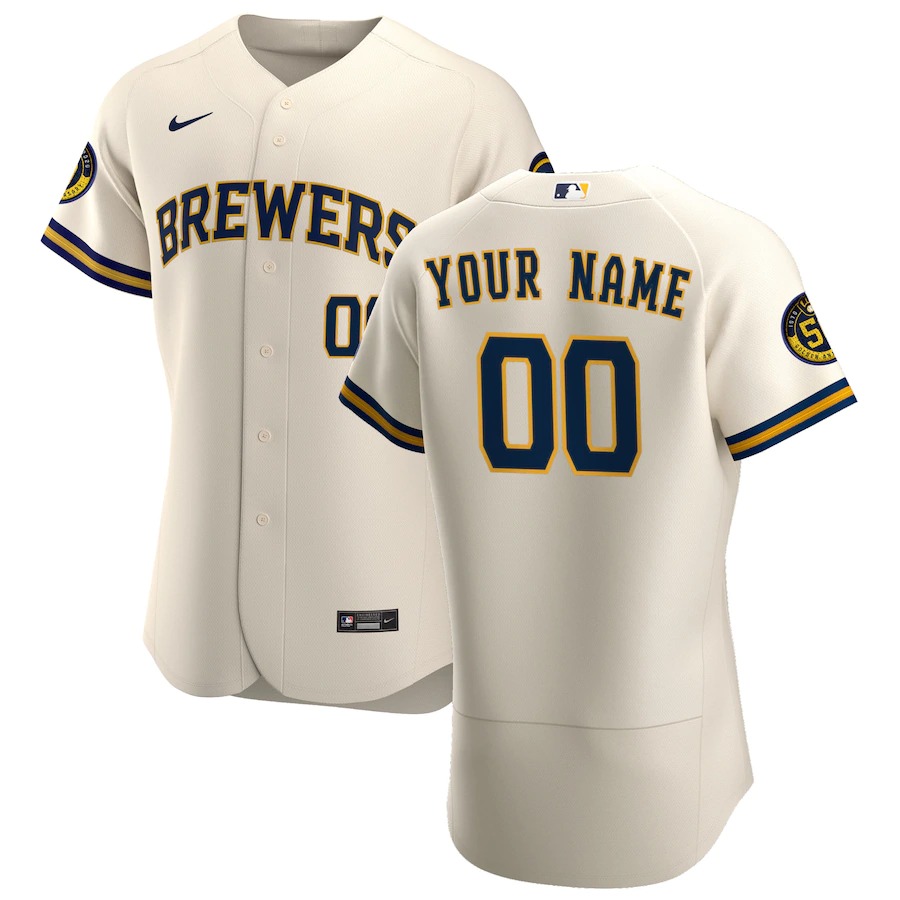 Milwaukee Brewers Custom Men's Nike Cream Home 2020 Authentic Player MLB Jersey Milwaukee Brewers Custom Men's Nike Cream Home 2020 Authentic Player MLB Jersey