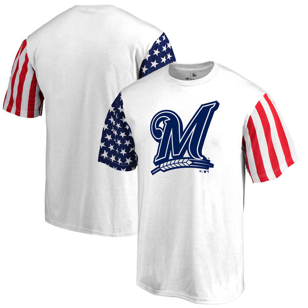 Milwaukee Brewers Fanatics Branded Stars & Stripes T-Shirt White Milwaukee Brewers Fanatics Branded Stars & Stripes T-Shirt White