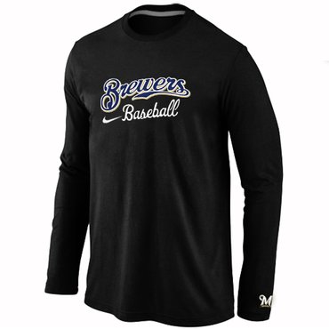 Milwaukee Brewers Long Sleeve T-Shirt Black Milwaukee Brewers Long Sleeve T-Shirt Black