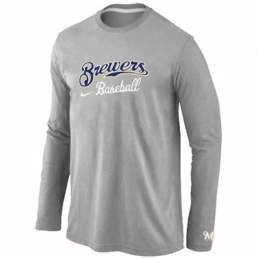 Milwaukee Brewers Long Sleeve T-Shirt Grey Milwaukee Brewers Long Sleeve T-Shirt Grey