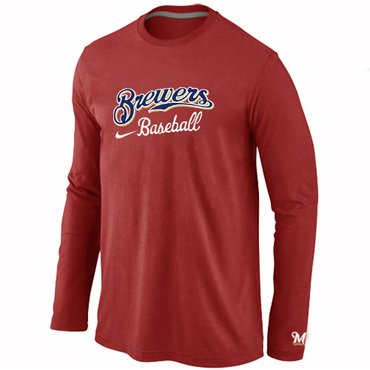 Milwaukee Brewers Long Sleeve T-Shirt RED Milwaukee Brewers Long Sleeve T-Shirt RED