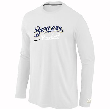 Milwaukee Brewers Long Sleeve T-Shirt White Milwaukee Brewers Long Sleeve T-Shirt White