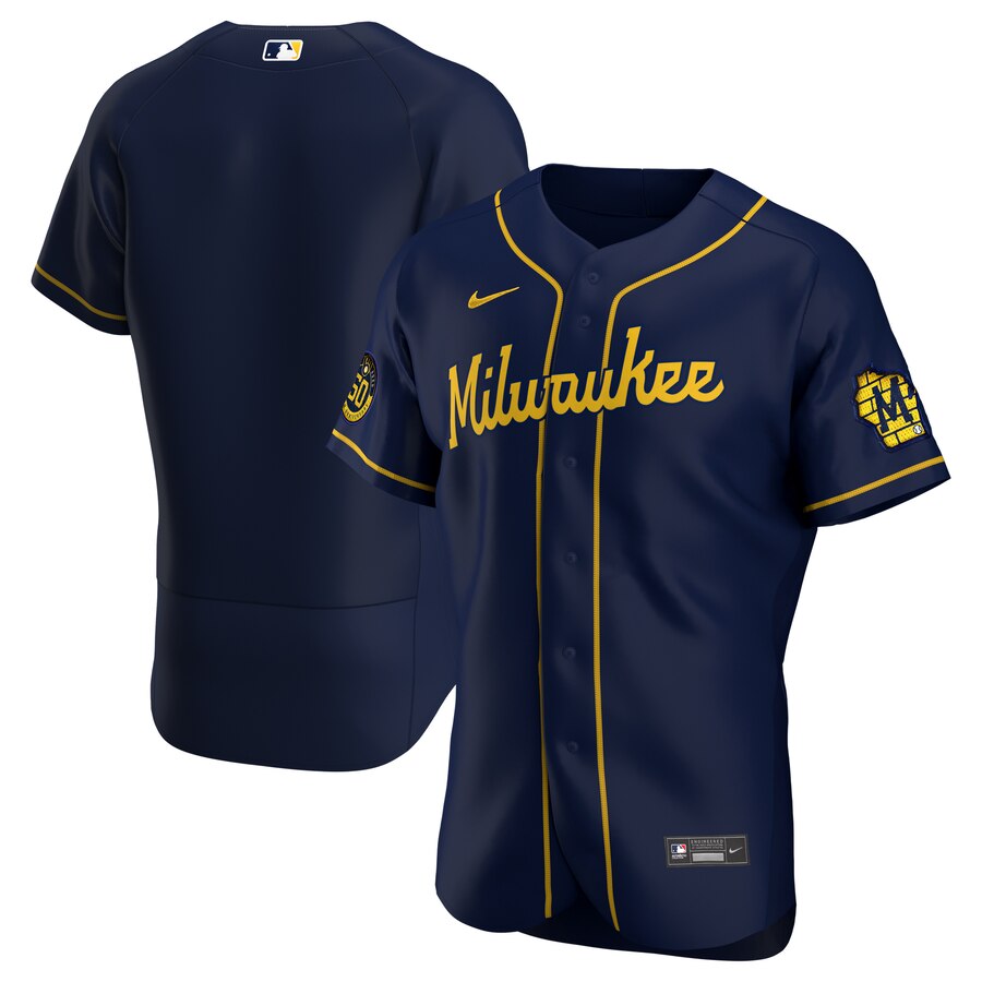 Milwaukee Brewers Men's Nike Navy Alternate 2020 Authentic Team MLB Jersey