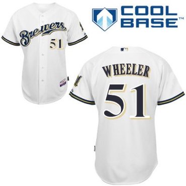 Milwaukee Brewers Zelous Wheeler Stitched #51 white Cool Base MLB Jerseys