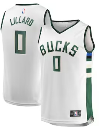 Milwaukee Bucks #0 Damian Lillard White Jersey Milwaukee Bucks #0 Damian Lillard White Jersey