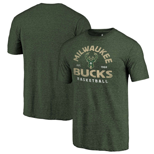 Milwaukee Bucks Fanatics Branded Hunter Green Vintage Arch Tri-Blend T-Shirt Milwaukee Bucks Fanatics Branded Hunter Green Vintage Arch Tri-Blend T-Shirt