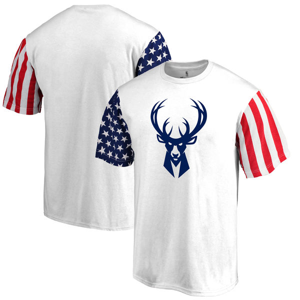 Milwaukee Bucks Fanatics Branded Stars & Stripes T-Shirt White Milwaukee Bucks Fanatics Branded Stars & Stripes T-Shirt White