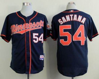 Minesota Twins #54 Ervin Santana Navy Blue Alternate Road Cool Base Stitched Baseball Jersey