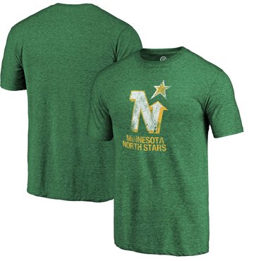 Minnesota North Stars Kelly Green Distressed Throwback Primary Logo Tri Blend T-Shirt Minnesota North Stars Kelly Green Distressed Throwback Primary Logo Tri Blend T-Shirt