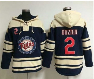 Minnesota Twins #2 Brian Dozier Navy Blue Sawyer Hooded Sweatshirt MLB Hoodie