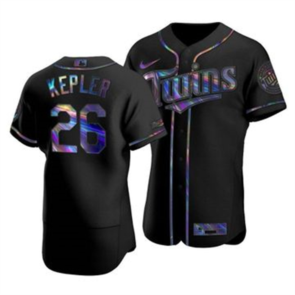 Minnesota Twins #26 Max Kepler Men's Nike Iridescent Holographic Collection MLB Jersey - Black Minnesota Twins #26 Max Kepler Men's Nike Iridescent Holographic Collection MLB Jersey - Black
