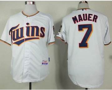 Minnesota Twins #7 Joe Mauer White Home Cool Base Stitched Baseball Jersey