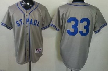 Minnesota Twins 33 Justin Morneau 1948 St. Paul Saints Turn Back Throwback Grey MLB Jerseys