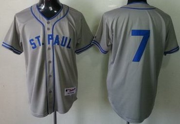 Minnesota Twins 7 Joe Mauer 1948 St. Paul Saints Turn Back Throwback Grey MLB Jerseys