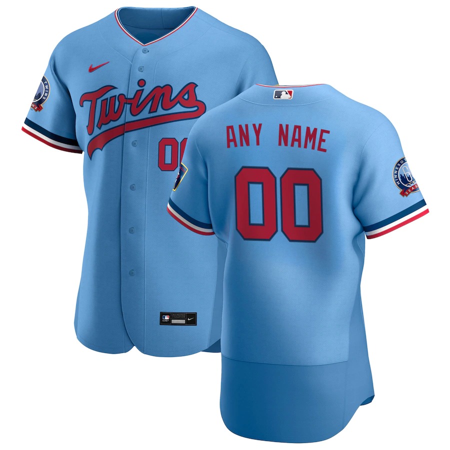 Minnesota Twins Custom Men's Nike Light Blue Alternate 2020 60th Season Authentic Team MLB Jersey Minnesota Twins Custom Men's Nike Light Blue Alternate 2020 60th Season Authentic Team MLB Jersey