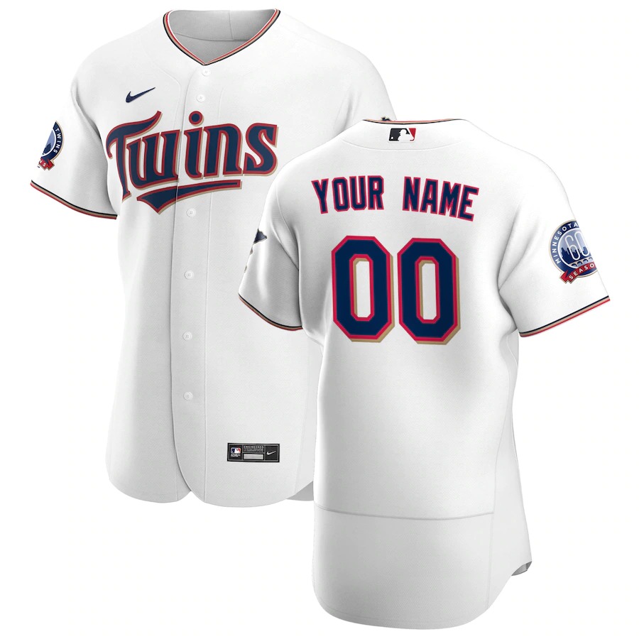 Minnesota Twins Custom Men's Nike White Home 2020 60th Season Authentic Team MLB Jersey Minnesota Twins Custom Men's Nike White Home 2020 60th Season Authentic Team MLB Jersey