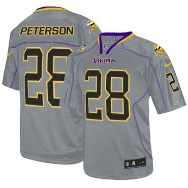 Minnesota Vikings #28 Adrian Peterson Lights Out Grey NFL Elite Jersey Minnesota Vikings #28 Adrian Peterson Lights Out Grey NFL Elite Jersey