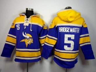 Minnesota Vikings #5 Teddy Bridgewater Purple Sawyer Hooded Sweatshirt Stitched NFL Jersey