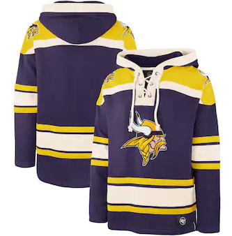Minnesota Vikings '47 Lacer V-Neck Pullover Hoodie – Purple Gold Minnesota Vikings '47 Lacer V-Neck Pullover Hoodie – Purple Gold