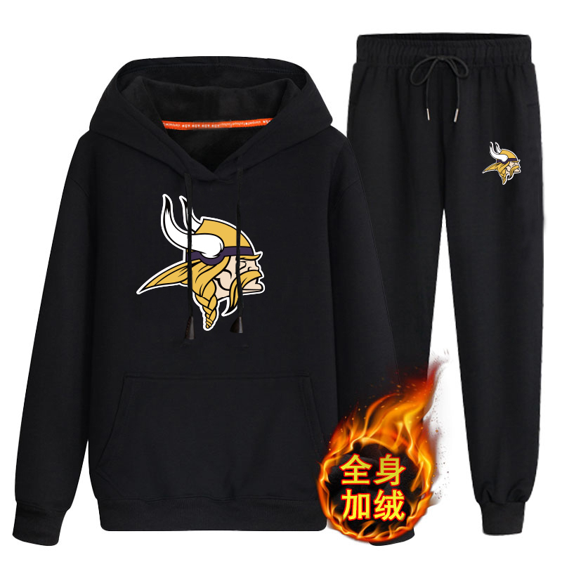 Minnesota Vikings Black Men's Winter Thicken NFL Pullover Hoodie & Pant Minnesota Vikings Black Men's Winter Thicken NFL Pullover Hoodie & Pant