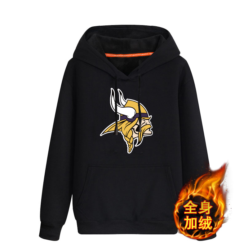 Minnesota Vikings Black Men's Winter Thicken NFL Pullover Hoodie Minnesota Vikings Black Men's Winter Thicken NFL Pullover Hoodie